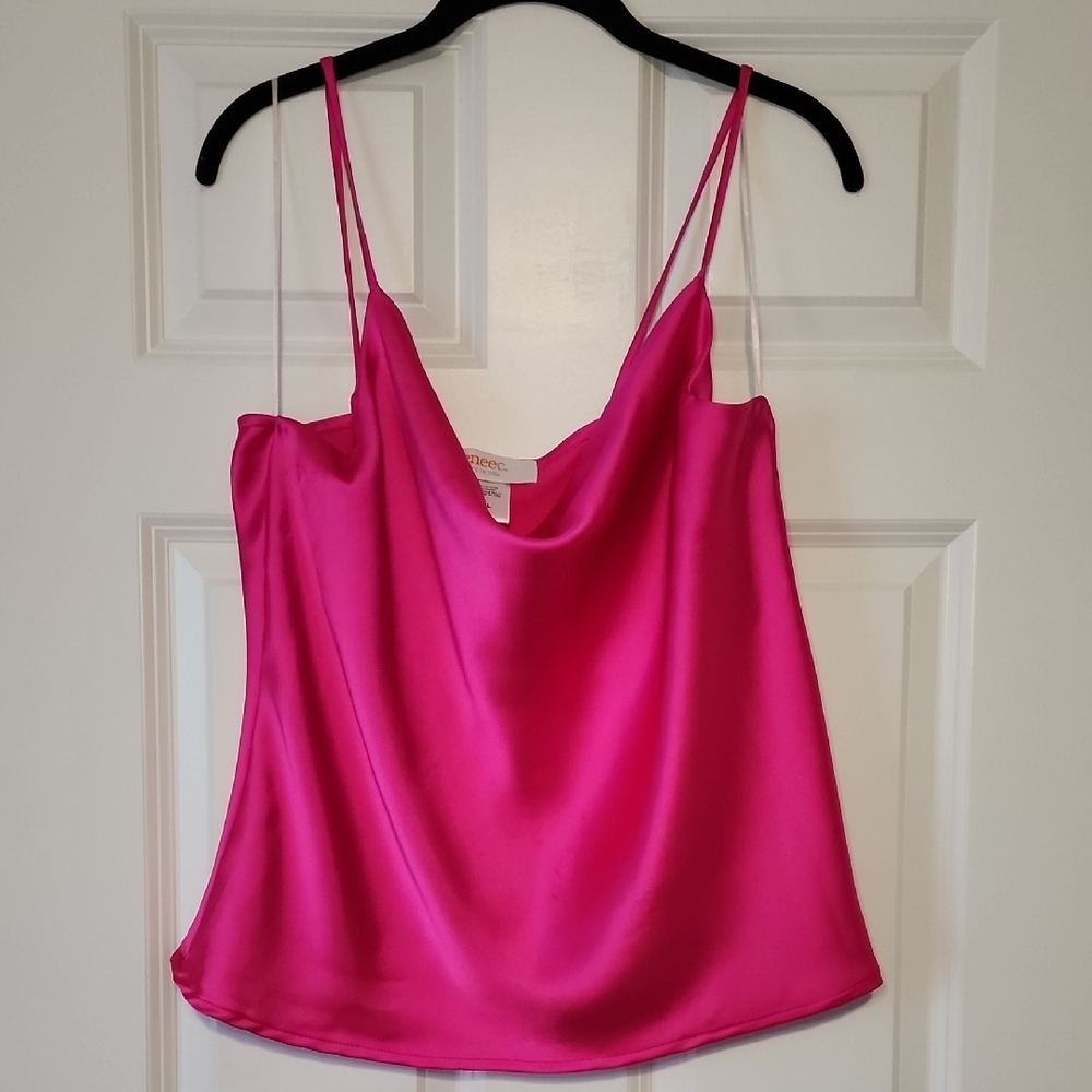 Renee C Hot Pink Satin Cami Top